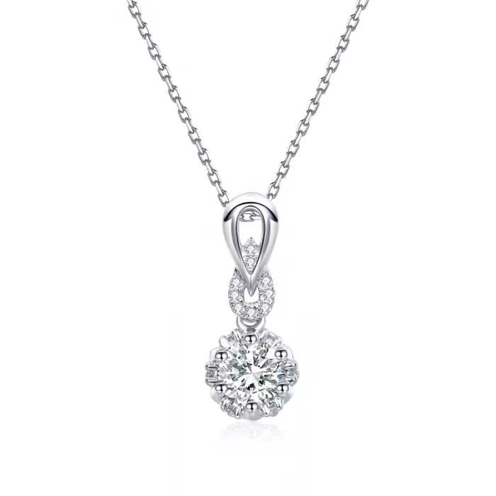 vvs Lab Grown Diamond Round Halo Pendant Necklace for Women in 10k White Gold Jewellery Diamond