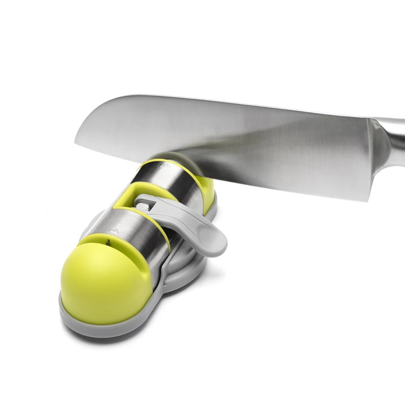 Kitchen gadgets 2-stage tungsten ceramic rod manual knife sharpener with non-slip chassis