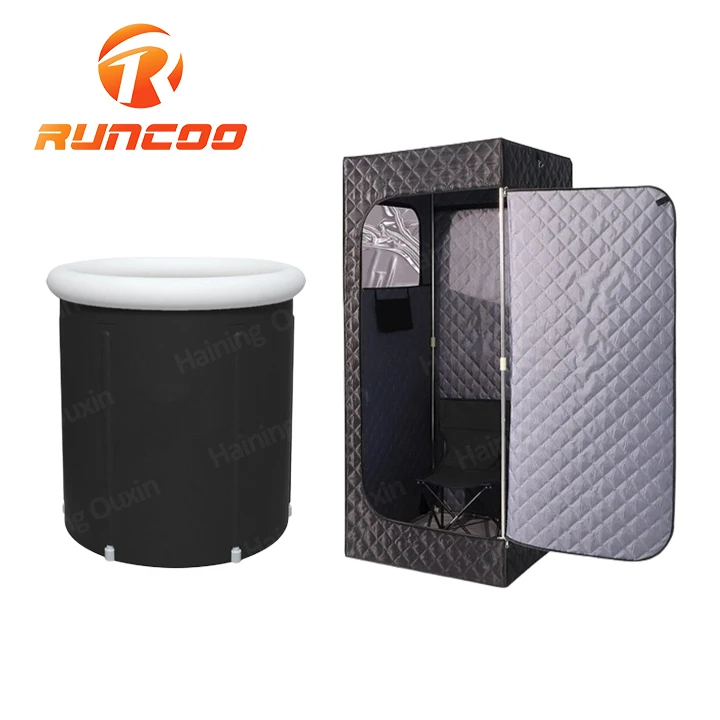 Hot Steam Home Steam Sauna Tent Foldable Cold Plunge Indoor Sauna Steam Box Ice Tub For Single Person