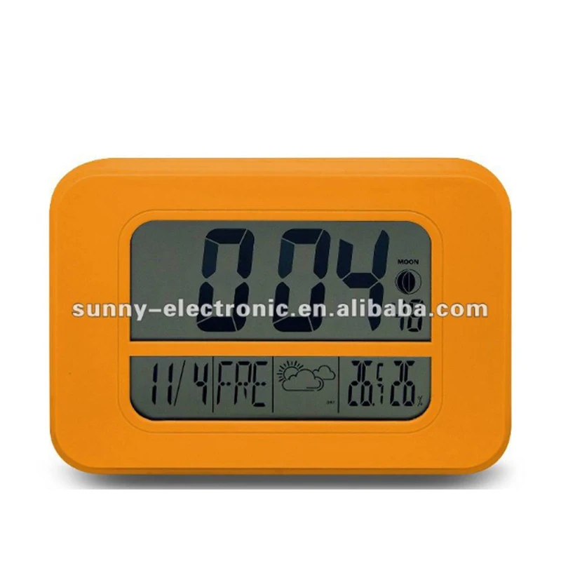 Candy Color Large LCD Table Humidity Monitor Outside Thermometer Barometer Table Digital Clock With large display