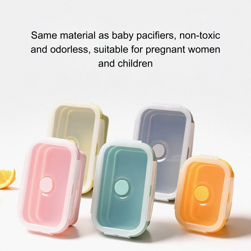 Custom Logo Children Lunch Box Set Heating Safe Lunchbox Portable Silicone Food Containers Collapsible Kids Bento Lunch Box