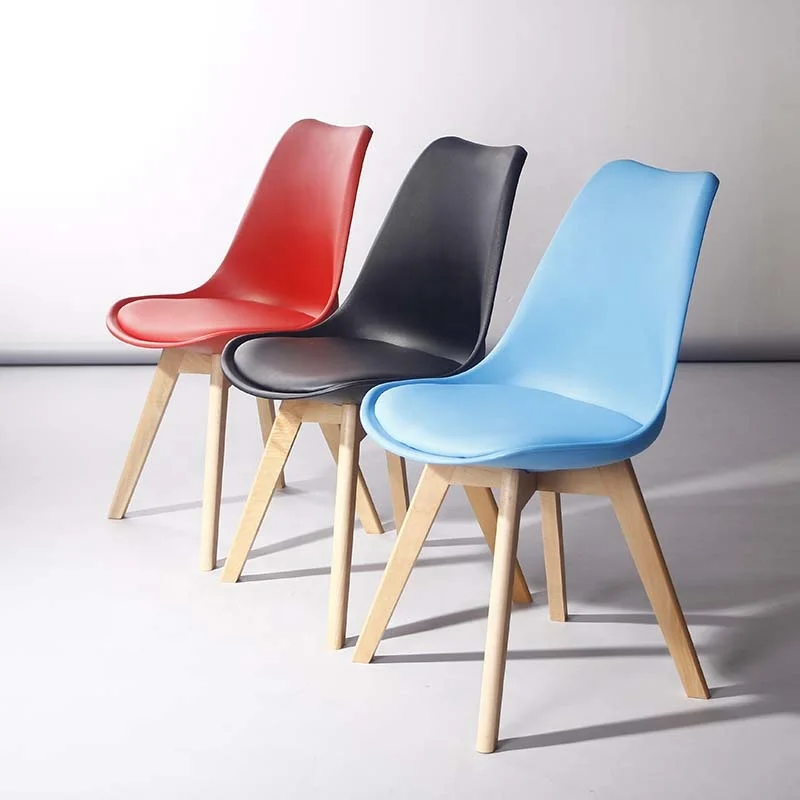 
Free sample home furniture dining plastic chairs colorful dining room plastic chair with wooden legs 