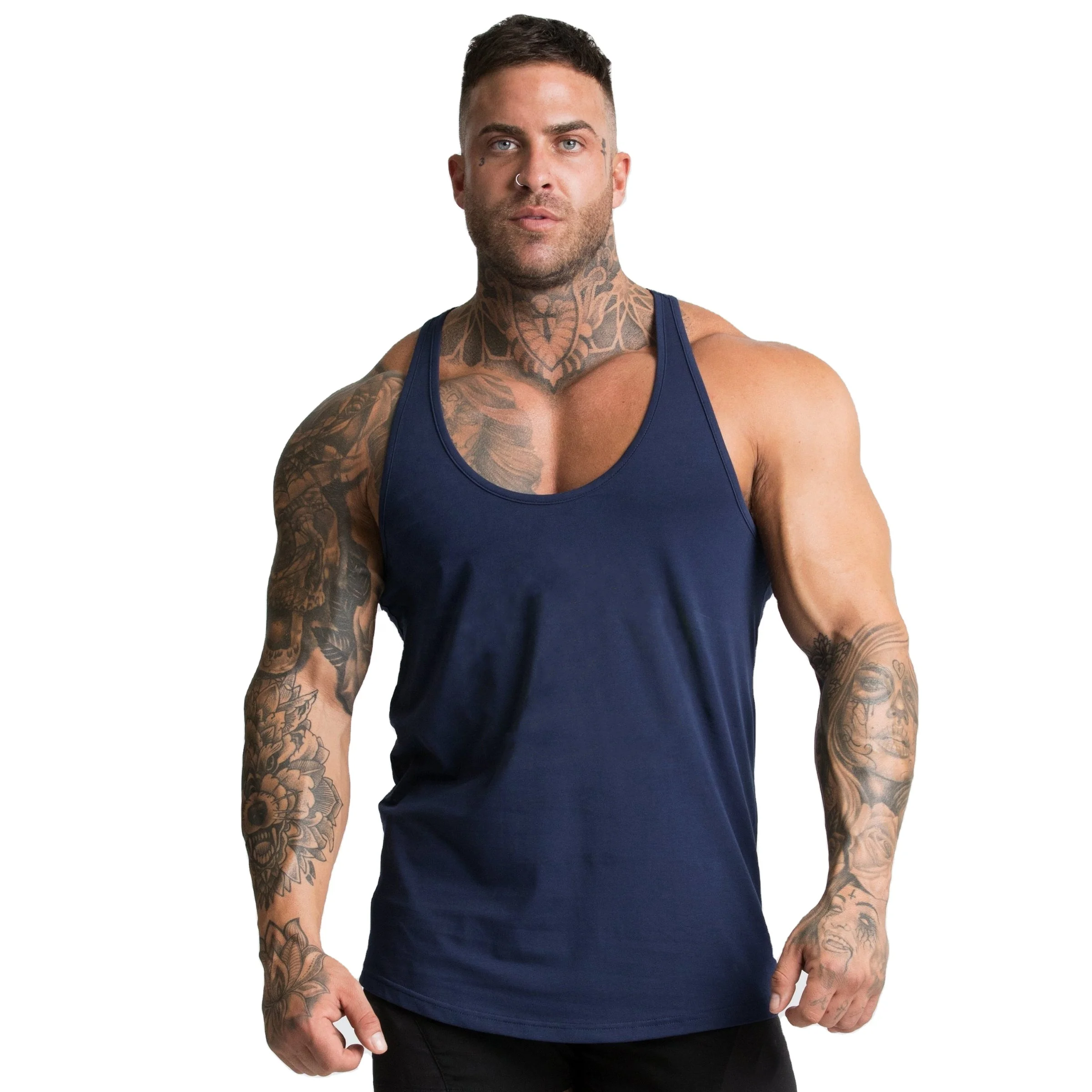 Wholesale Gym Wear Mens Tapered Tank Tops Hot Sale Training Wear Custom Fitness Bodybuilding Stringers