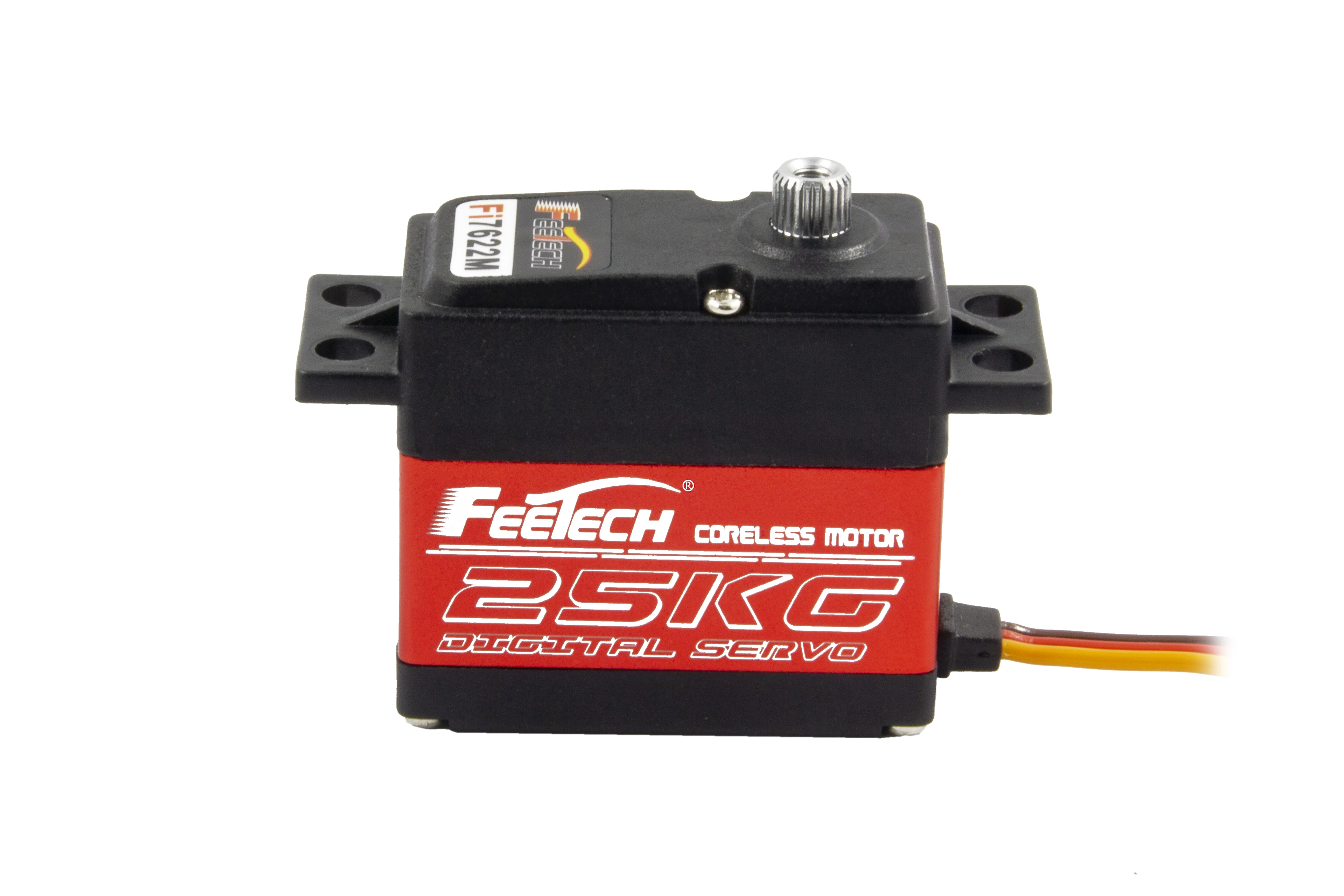 Feetech 7.4V High Torque 25kg.cm Digital Servo Unisex Steel Gears with Red Aluminum Middle Case Coreless Motor FI7625M for Cars