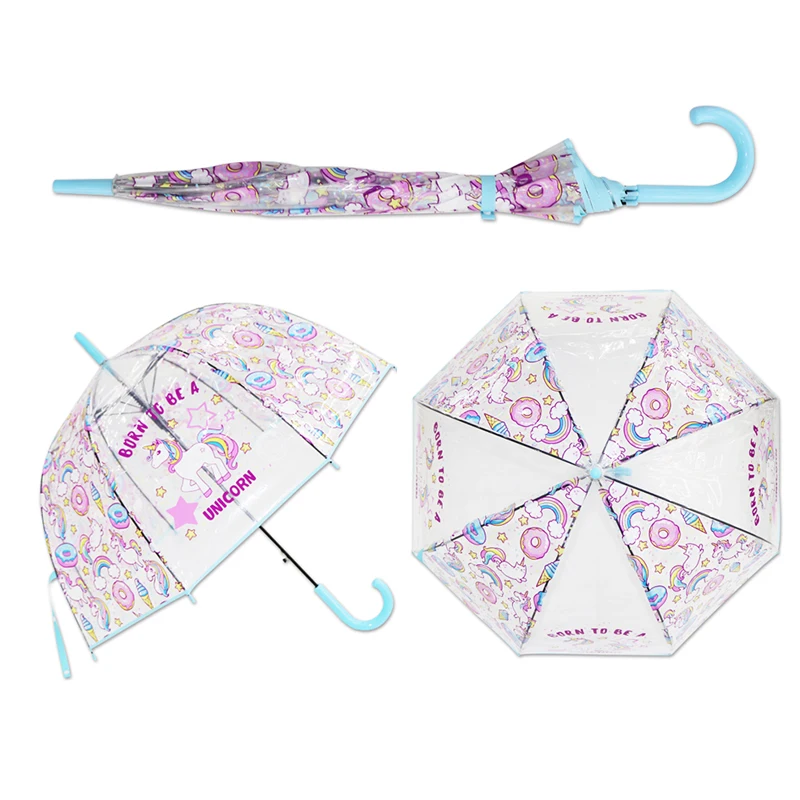 Детский прозрачный лазерный Зонт с единорогом милые Мультяшные Зонты Альпака для девочек Сакура Прямая