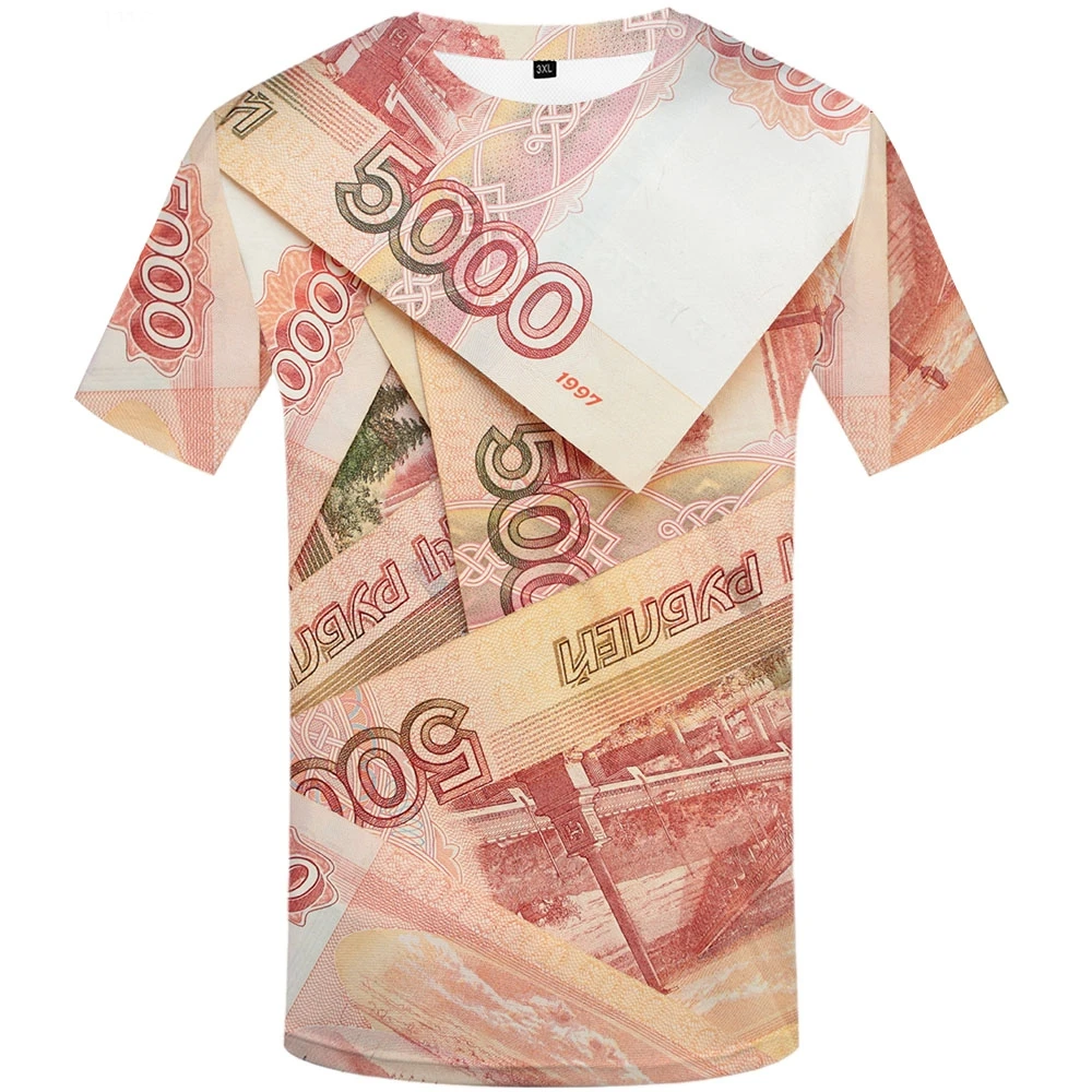 Money T shirt Men Russian Ruble Tshirts Casual Russia T shirts 3d Abstract Shirt Print Harajuku Tshirt Printed Short Sleeve