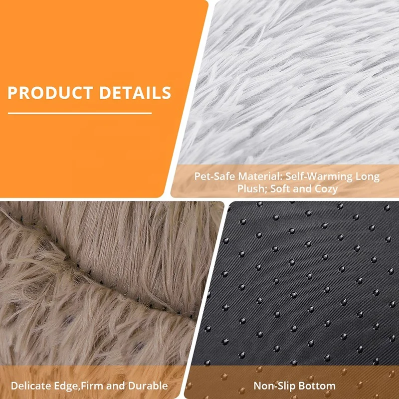 Factory Custom Ultra Soft Round Long Fleece Plush Waterproof Calming Pet Dog Bed Removable Indoor Sleeping Nest Cat Dog Cushion