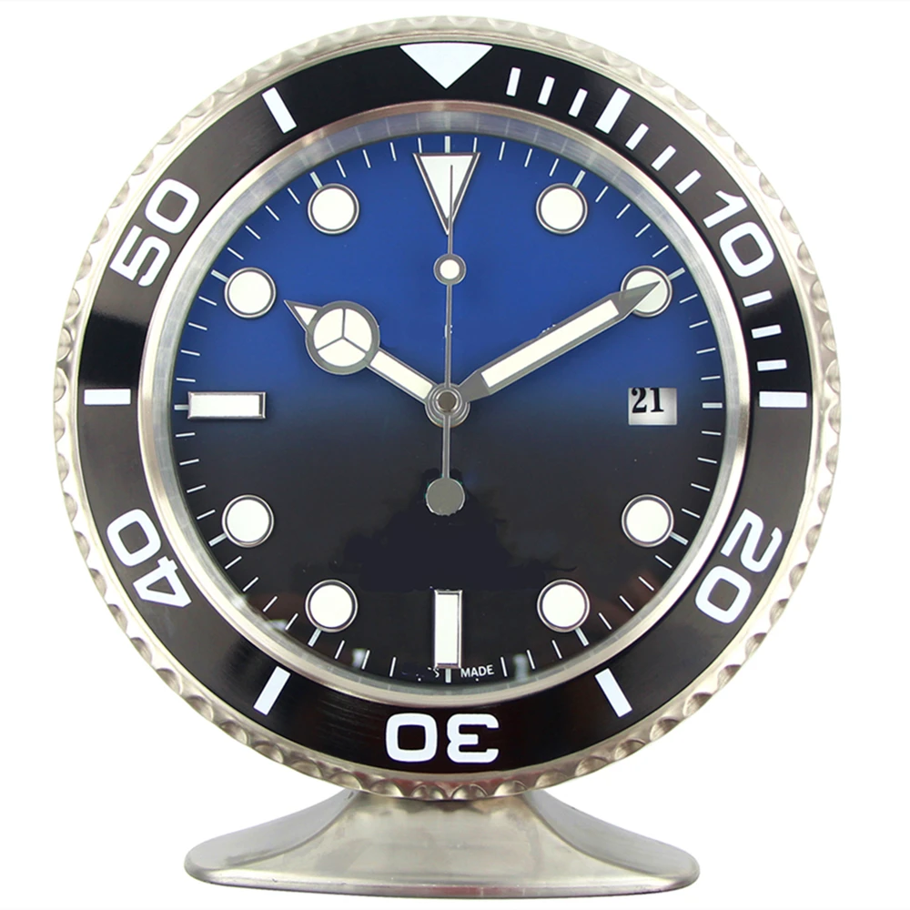 Nordic Creative Table Watch Clock Blue Glass Luxury Big Metal Minimalist Home Decor Modern Desk Clocks Reloj Pared