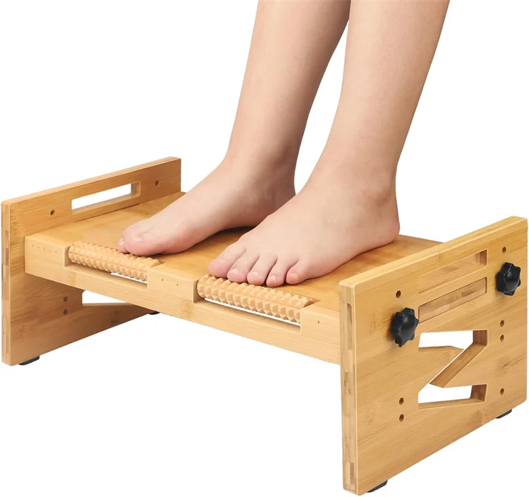 Ergonomic bamboo Office Foot Rest with 5 Adjustable Height Position