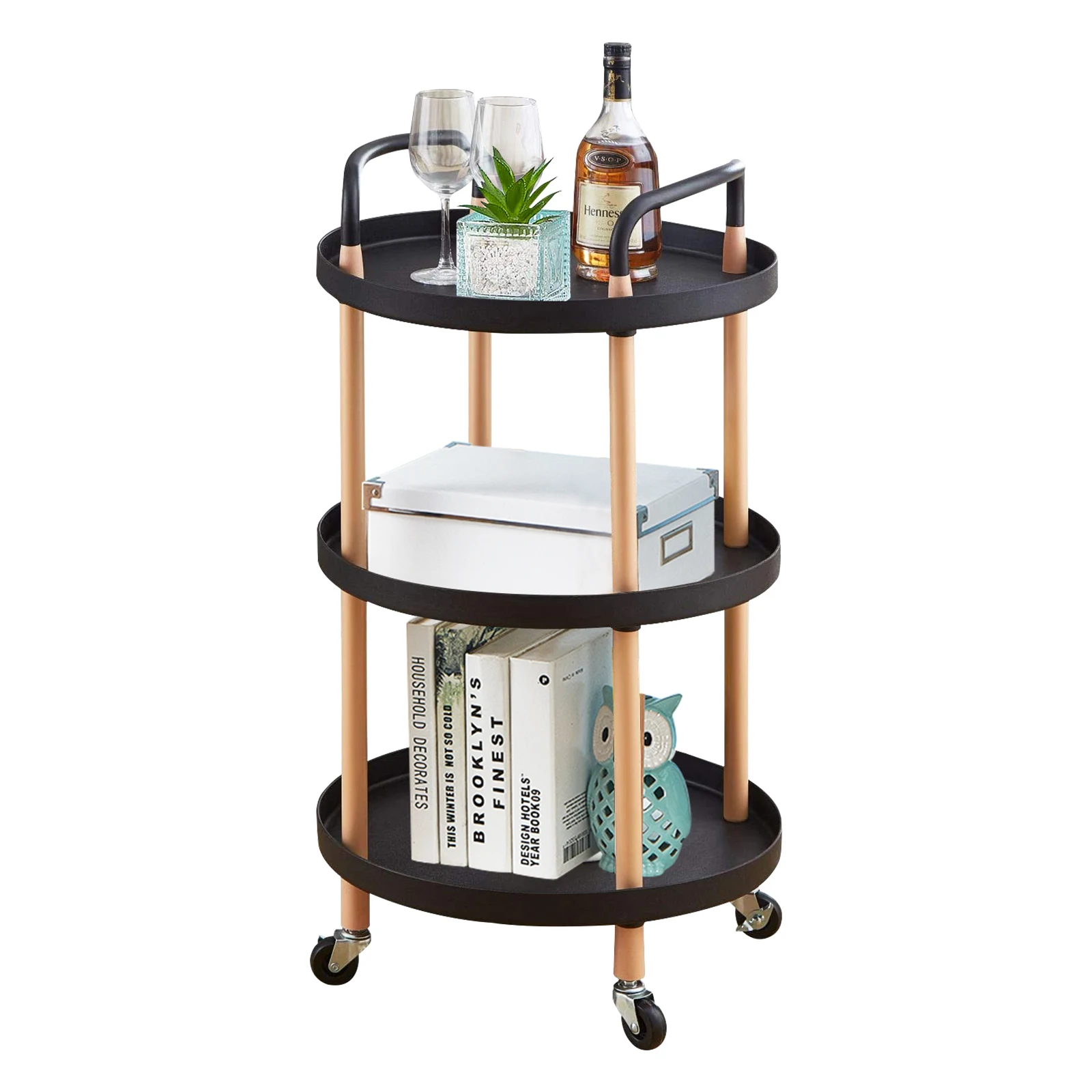 Storage organizer 3 tiers multifunction trolley cart