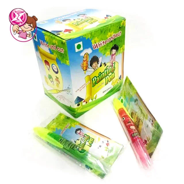 Wholesale fun fruit flavored Halal candy drawing pen Jelly Jam liquid candy with sticky rice paper for kids