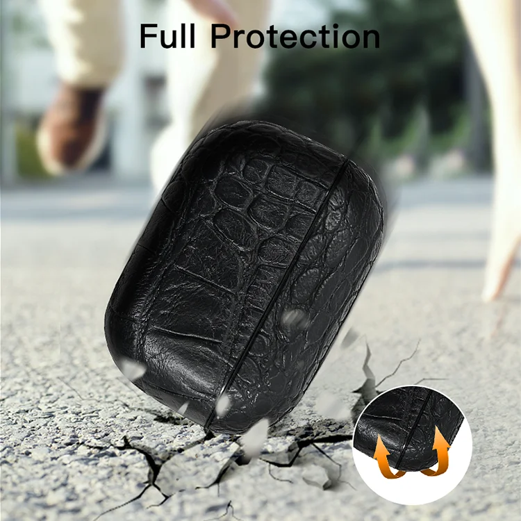 
2021 luxury shockproof square handmade leather earphone protective case for airpods 