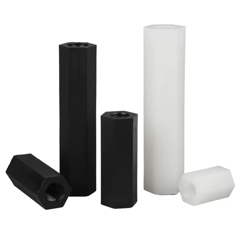 M2 M3 M4 White Black Hex Nylon Standoff Spacer Column Flat Head Through Hole Nylon Plastic Spacing Screws