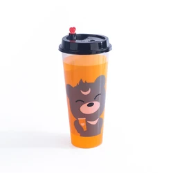 23oz 700ml custom disposable IML injection PP plastic boba tea cup plastic cup for milk tea