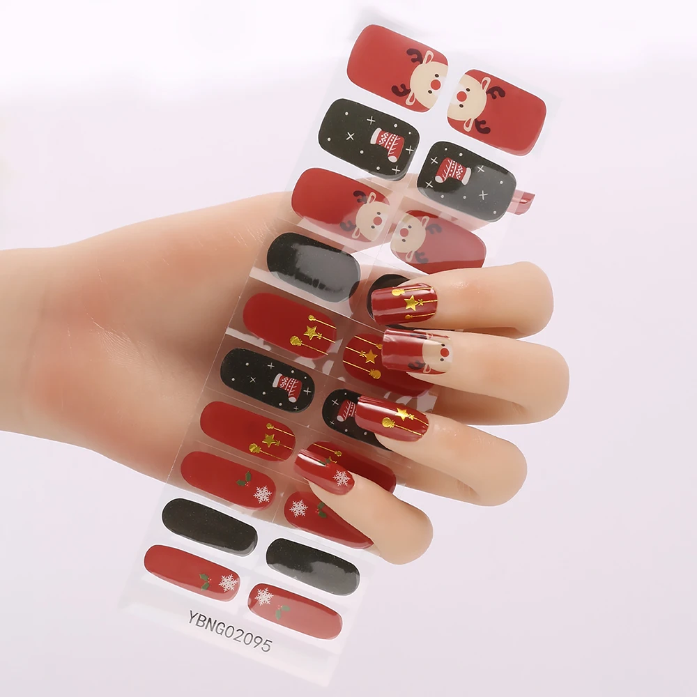 BIN Halloween Style UV Semi-cured Gel Nail Wraps Full Cover Nail Art Stickers 20pcs Gel Strips