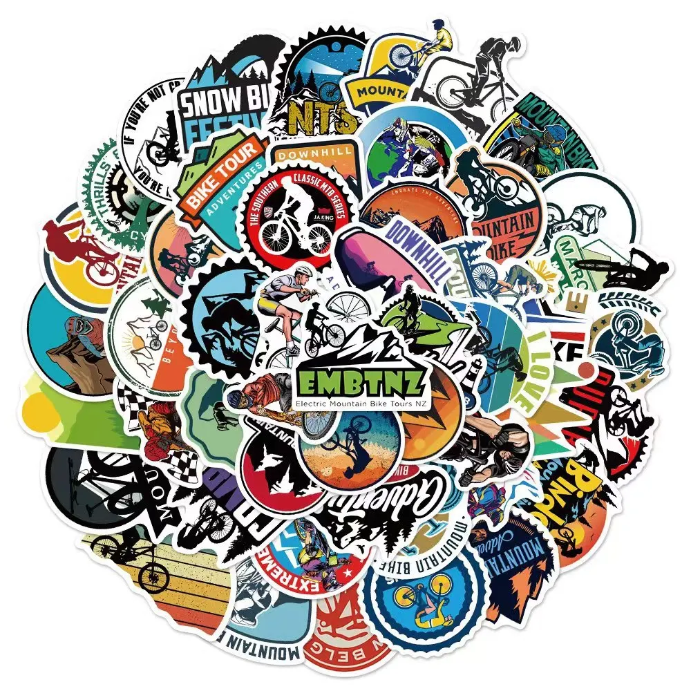 50pcs popular Mountain off-road bicycles graffiti stickers packs for motorcycle suitcase guitar notebook wholesale mobile phone