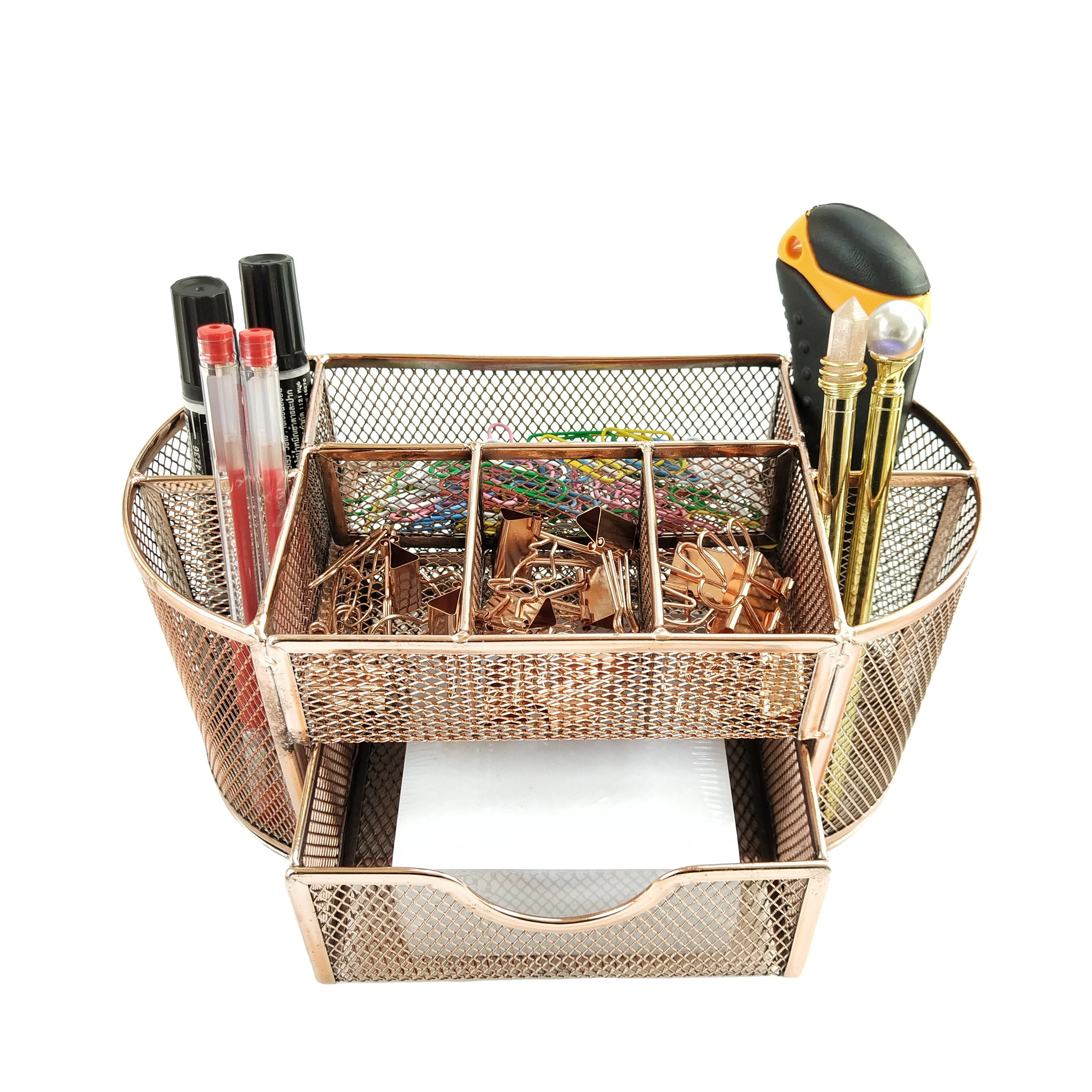 School Supplies Caddy Container Stationery Desk Organizer Pencil Clips Storage Holders Multifunctional 9 Compartment Pen Holder