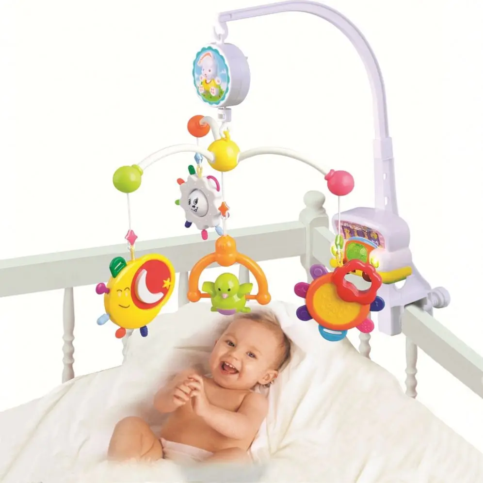 Custom Electric bell rattle rotate baby bed bell musical mobiles for bed baby musical crib mobile