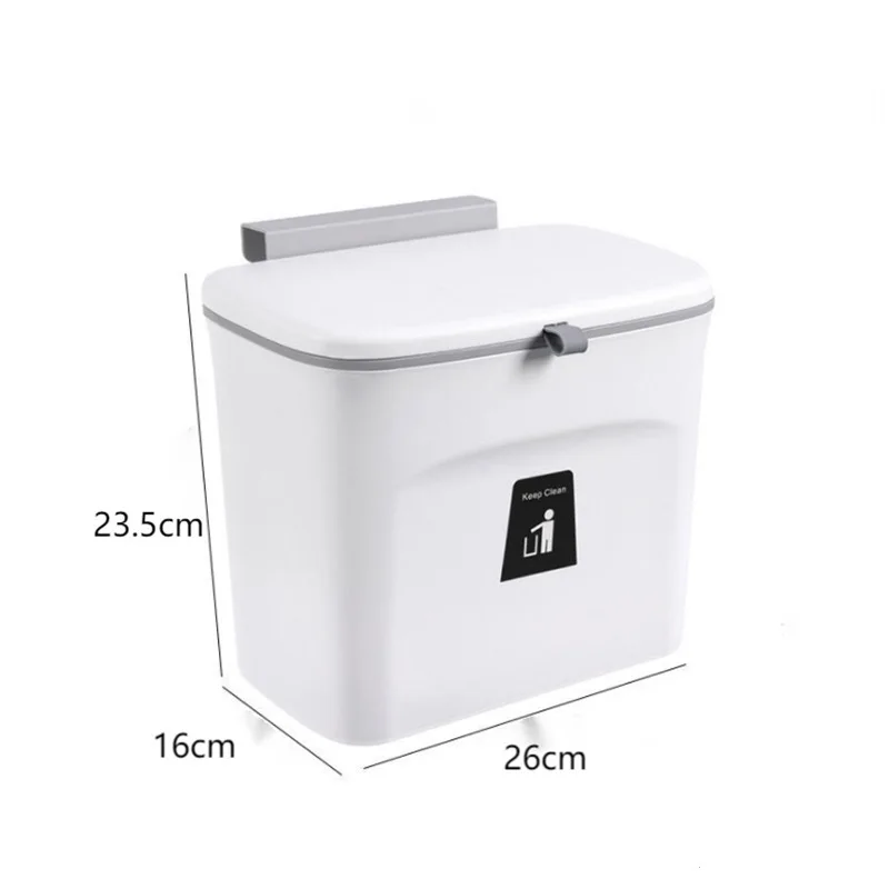 Wholesale large kitchen trash can with cover Household wall mounted cabinet door bathroom hanging slide trash basket