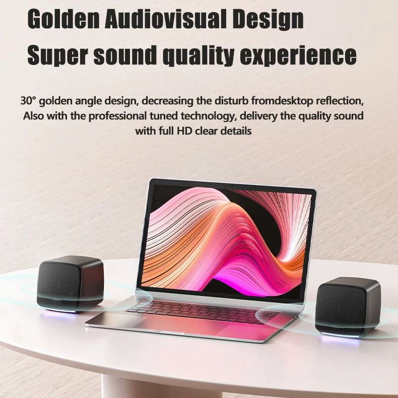 New Quality RGB color  light 2.1 USB wired subwoofer bass pc speakers for computer