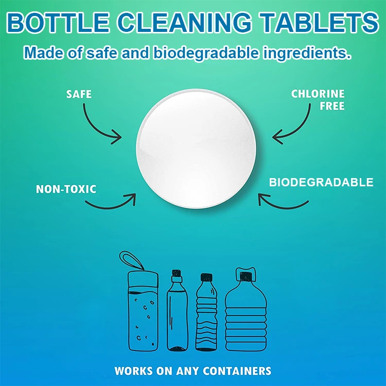 Water Bottle Cleaning Tablets - Chlorine & Odor Free, Removes Stubborn Stains & Odors