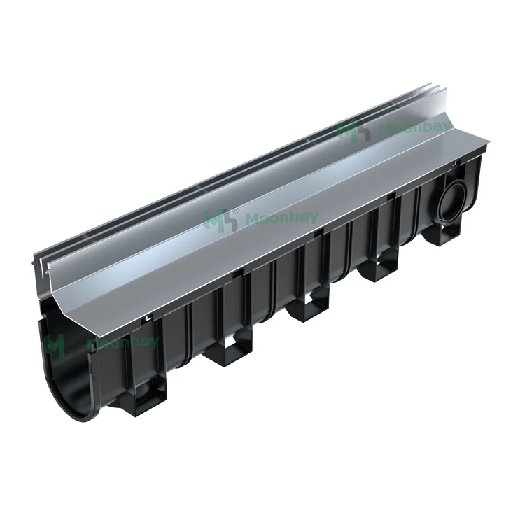 Wholesale plastic sink floor drain system u ditch with grate cover and fittings