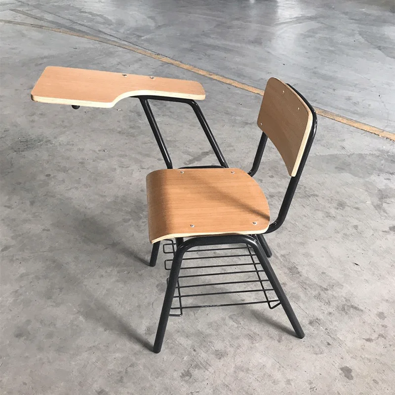 Factory supply Training Room Children Student Modern wooden Desk Chairs Office School Chairs With Writing Pad Tablet