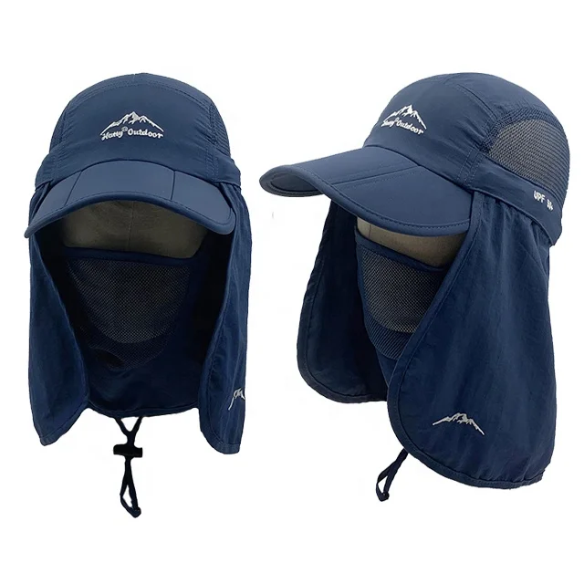 High quality foldable outdoor hat sun protection hat with shield custom fisherman hat