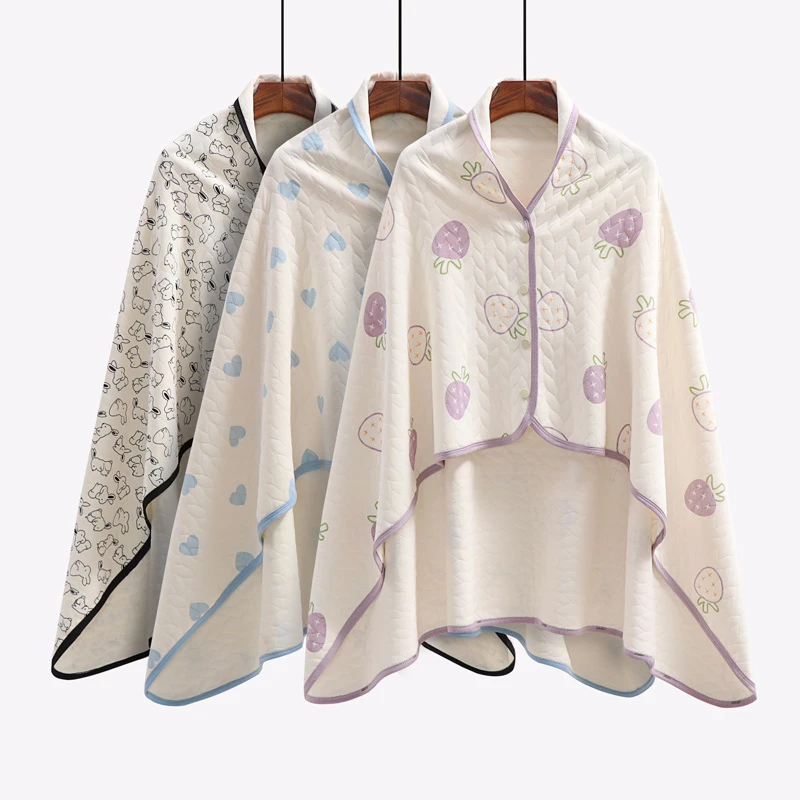 Nursing mothers warm shawl cloak multifunctional blanket office lunch break small quilt cold cape long sleeve shoulder blanket
