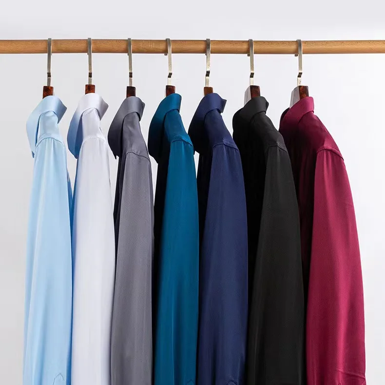 2023 Fashion Men Working Business Formal Shirts Plain White 4 Way Stretch Shirt