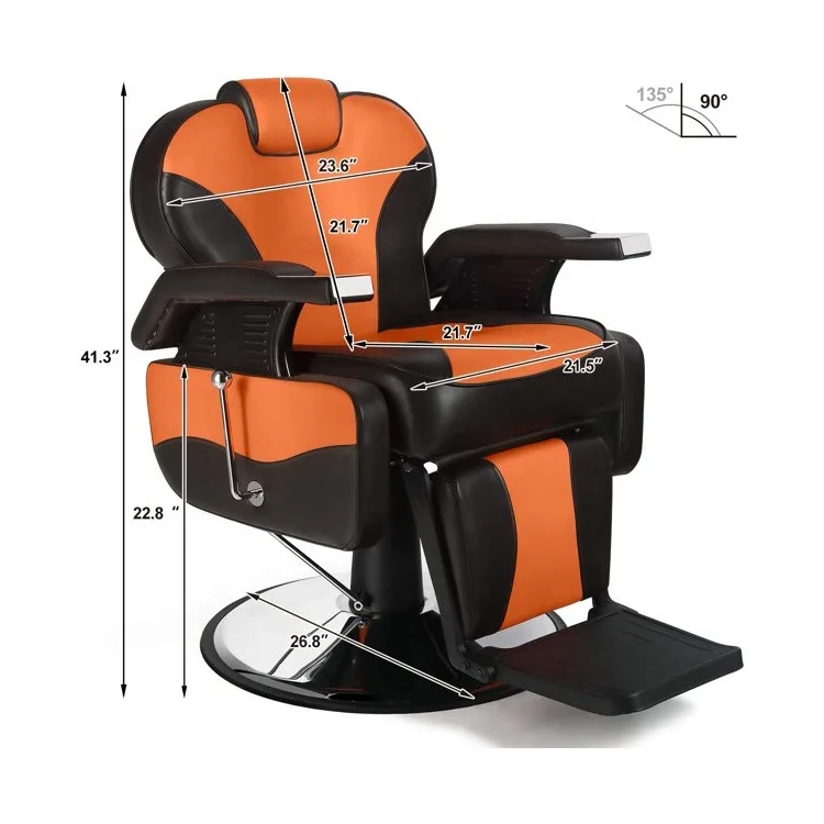 Cheap barber chair for salon orange and black classic barber chair hydraulic lifting mens shaving chair