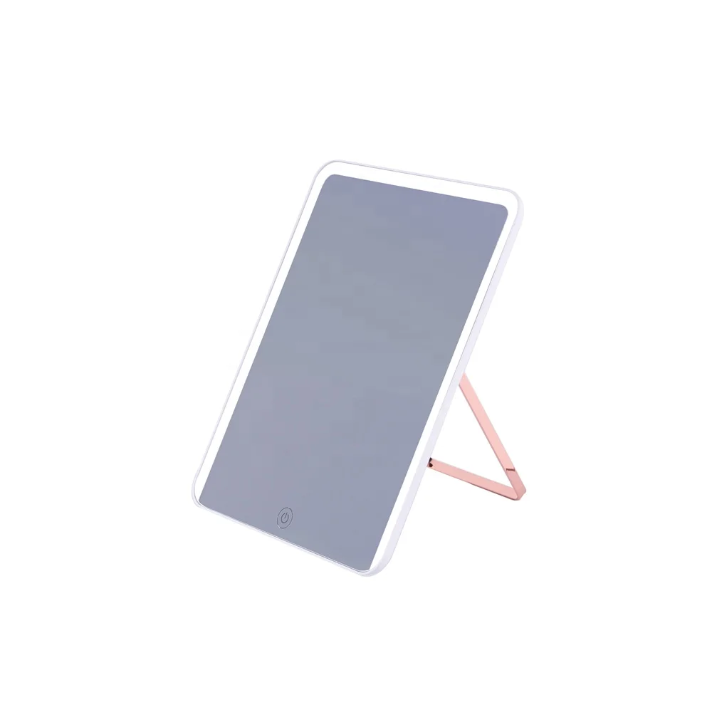 Wholesale Built-in Lithium Battery And USB Cable Portable Ultra Slim Lighted Mirror With 3 Color Free Angle LED Table Mirrors