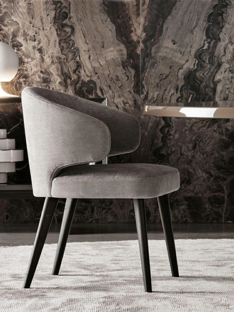 Italian Designs  Hot Sale Luxury Modern Style PU or Fabric Solid Wood Legs Hotel Dinning Room Restaurant Dinning Chair