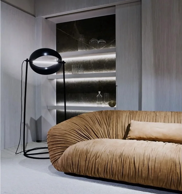 Italian Minimalist High-end Villa Living Room Sofa Large Flat Fold Leather Sofa