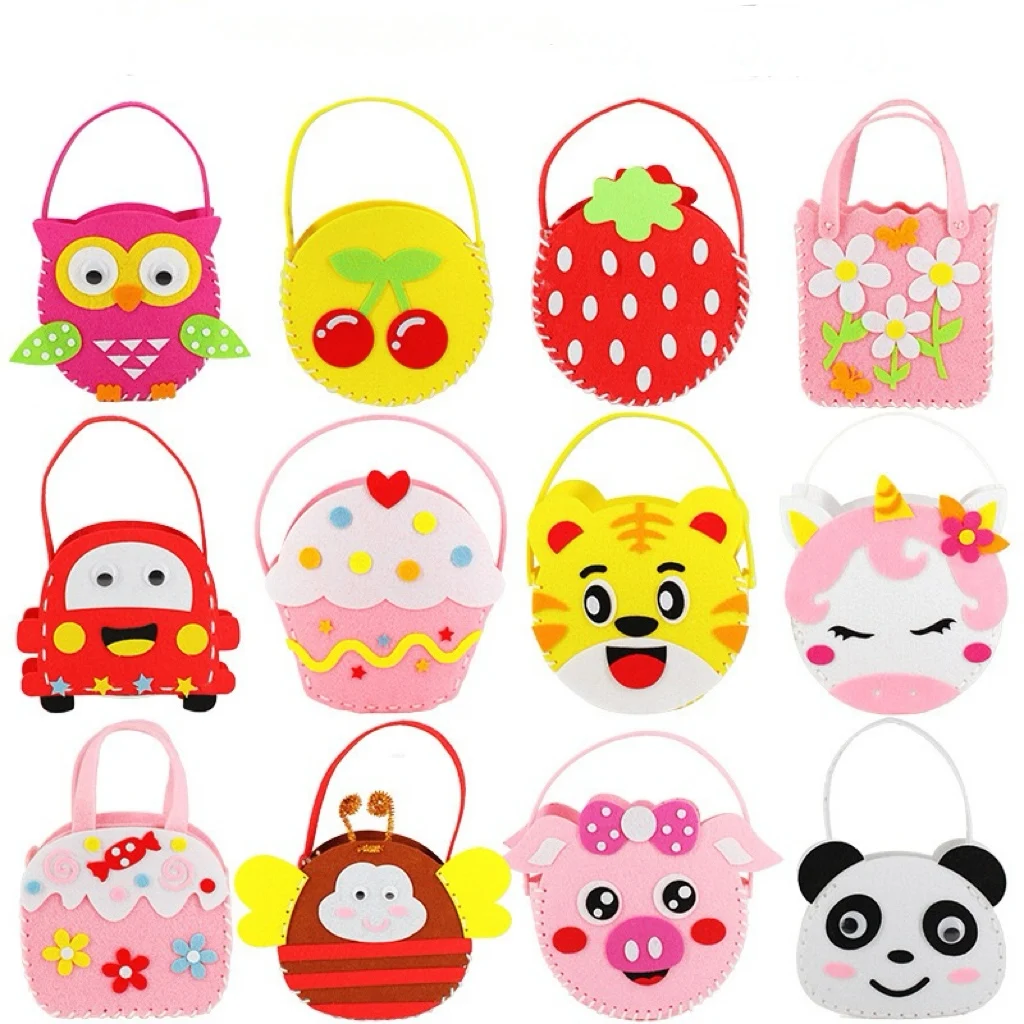 OEM Children Diy Toys Handmade Bag Cute Handmade Carrying Bag Non-woven Material Fabric DIY Bag Filled Candy Diy Toys With Candy
