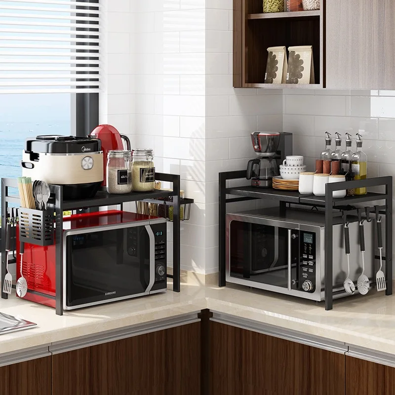 
High Quality Multifunctional Microwave Oven Rack 2-tier Adjustable Kitchen Microwave Oven Shelf 