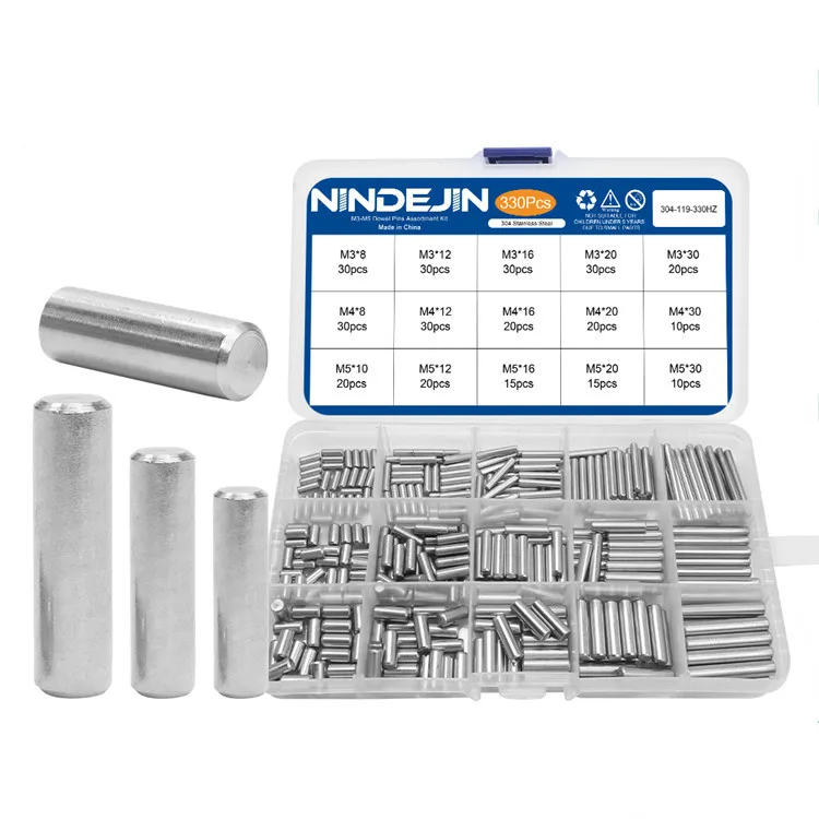 GB119 Stainless Steel Dowel Pin Assortment Kit M2 M2.5 M3 M4 M5 Solid Dowel Pins
