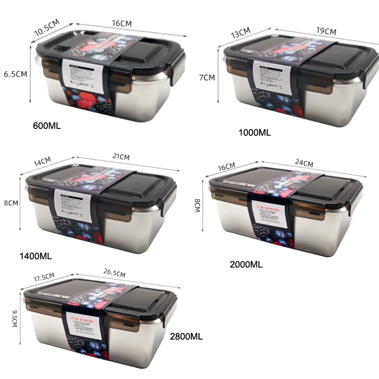 Food container storage lunch box set stainless steel 316 metal box lunch box
