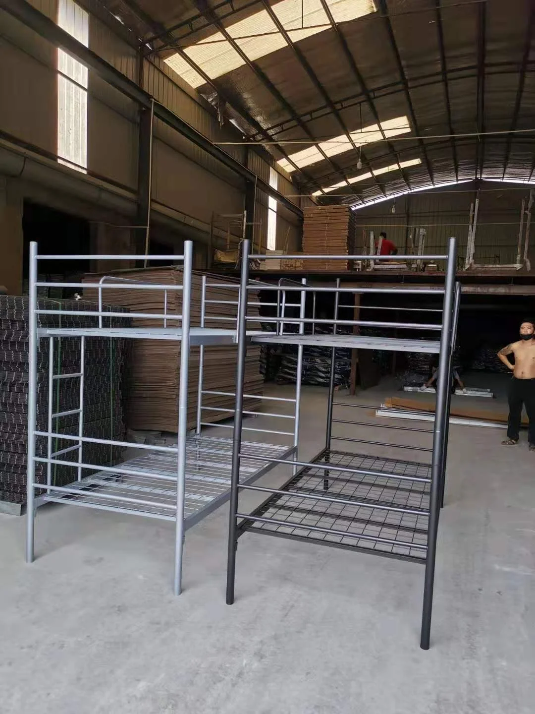 Steel double metal dormitory bed frame kids double deck bed design cheap bunk beds