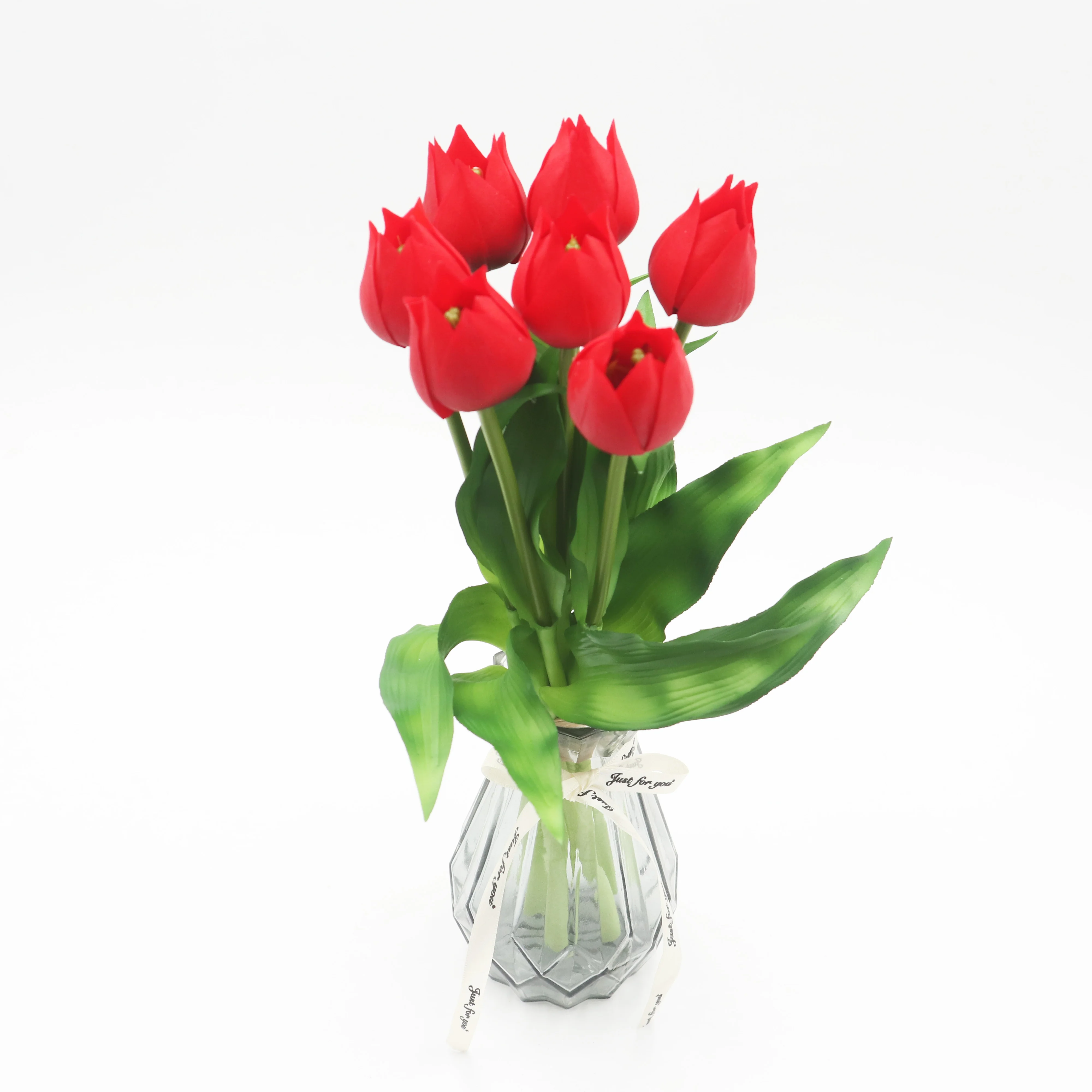 2024 Artificial High Quality Three Flowers Two Buds Artificial Tulip Bouquet Artificial Tulip Flower