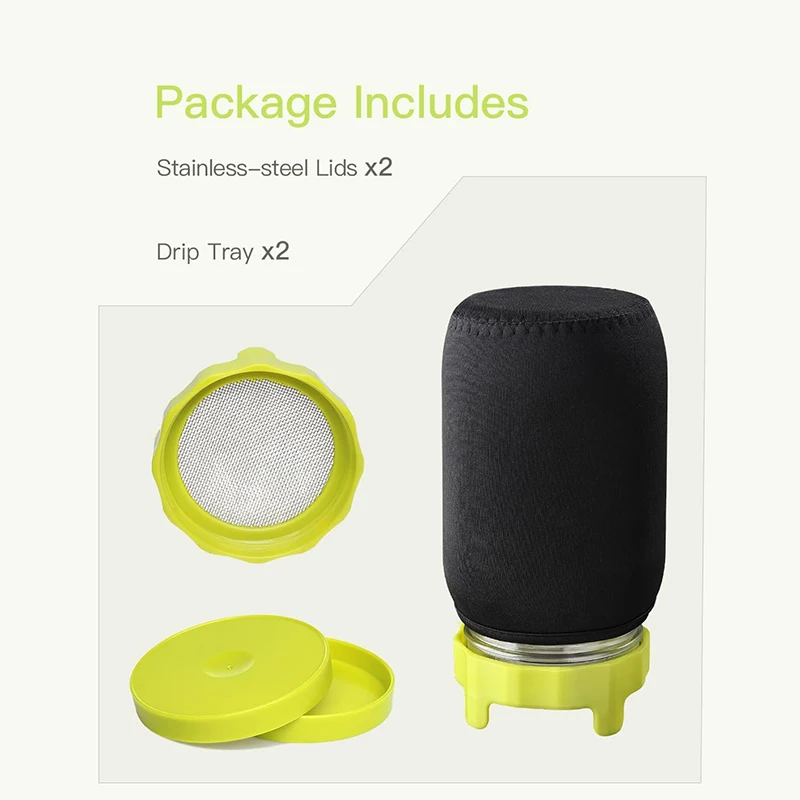 Sprout Lids with Stainless Steel Screen Sprouting Kit for Wide Mouth Ball Mason Jars Germination Covers with Stand Tray