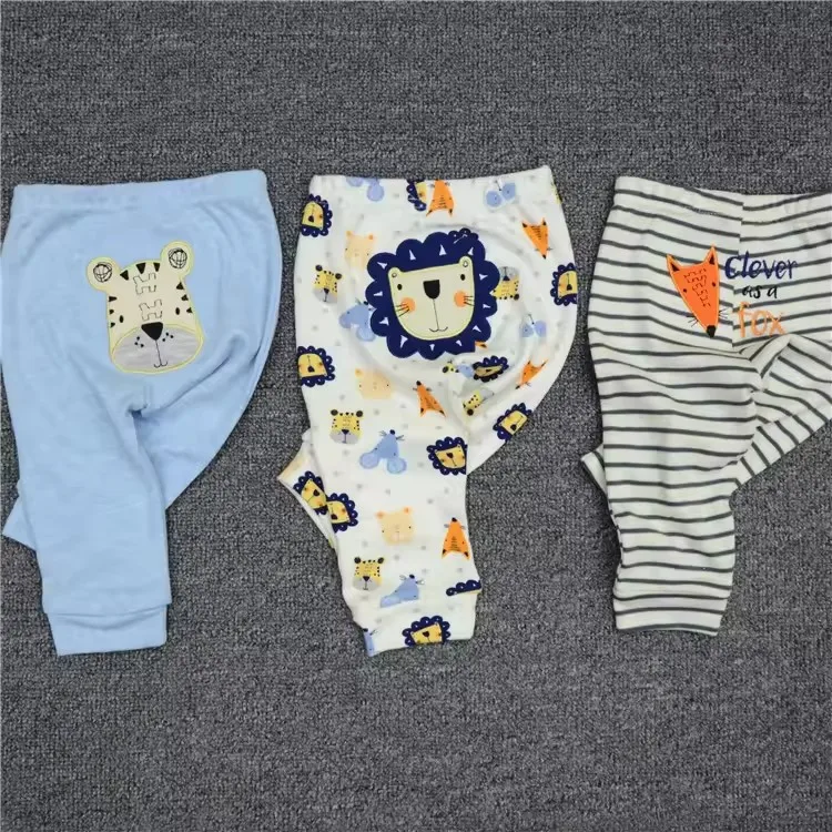 Wholesale baby pants 100% cotton cartoon 0~12M random model stripe printing color pants newborn baby gift set