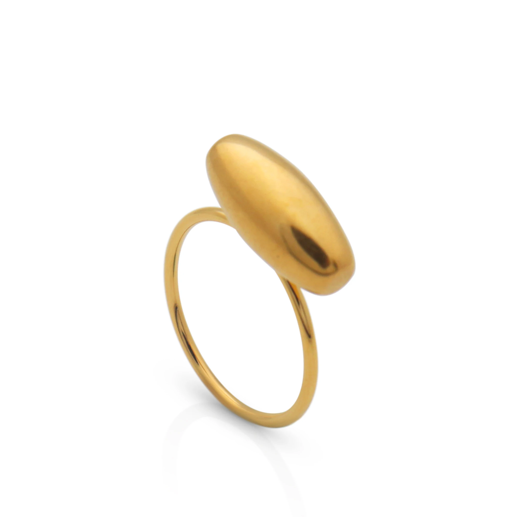 Chris April fashion jewelry PVD gold plated 316L stainless steel Non-tarnish bullet shape signet rings