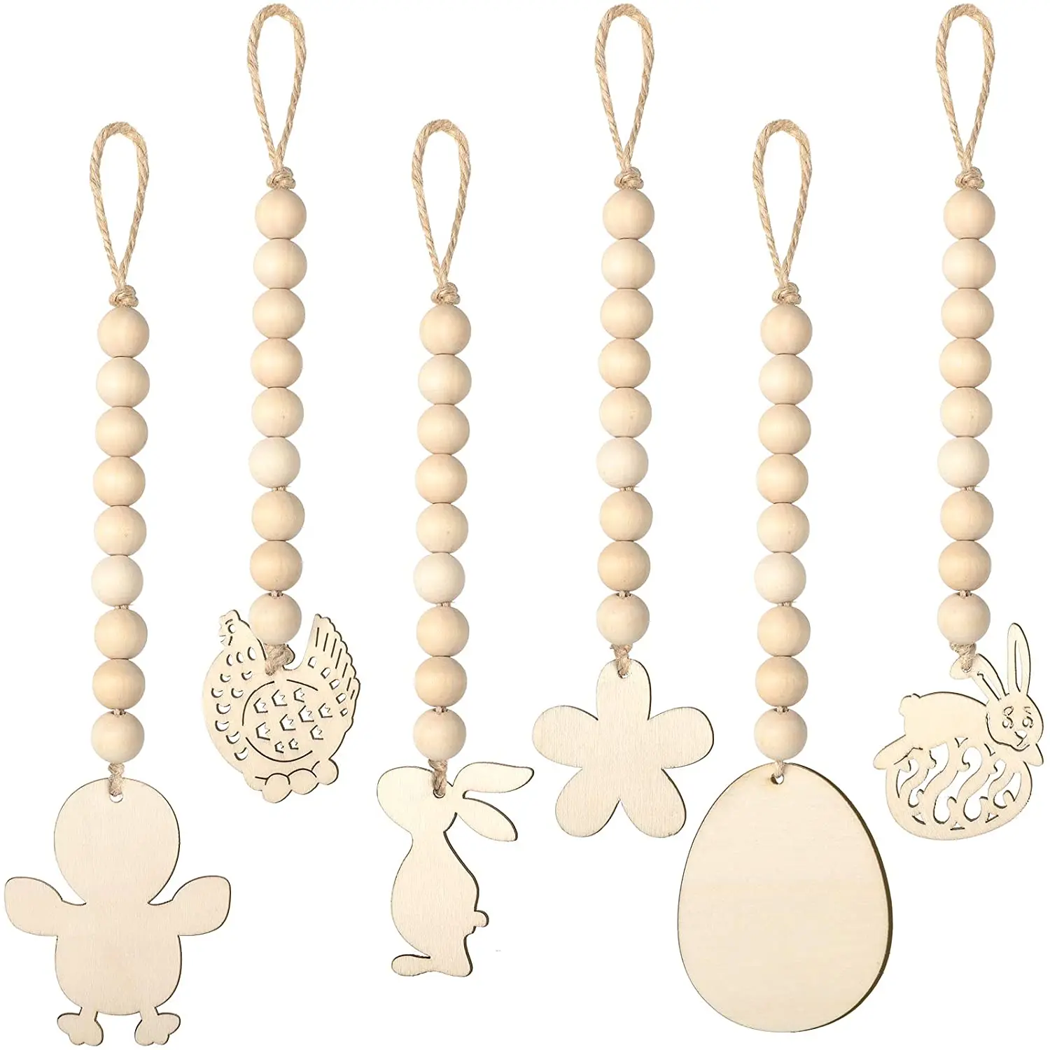 Natural Unfinished Wood Bead Garland for DIY