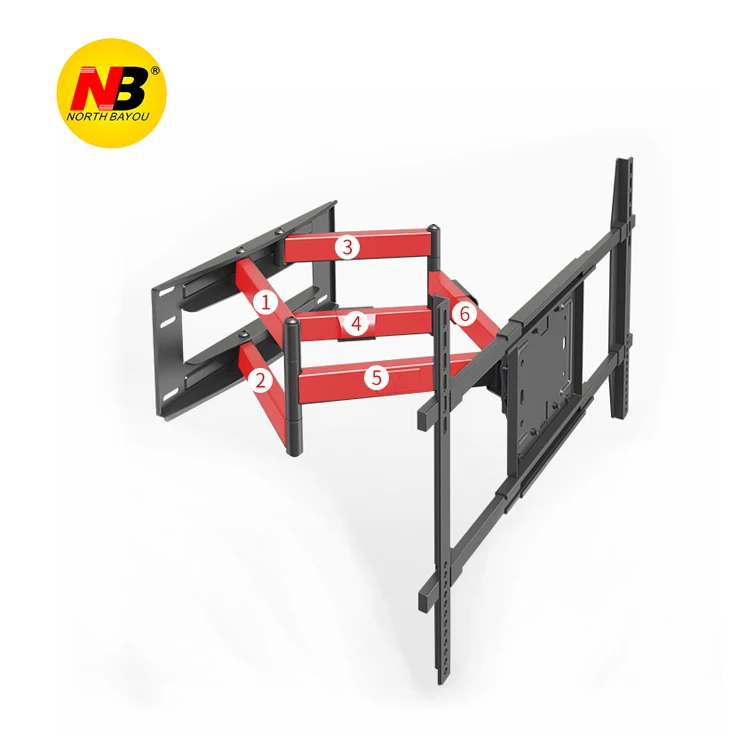 
NB 50-90 Inch 6 Articulating Arm Supporter TV Mount Retractable 90 Degree Swivel Tilt Heavy Duty Lcd TV Unit Wall Bracket Mount 
