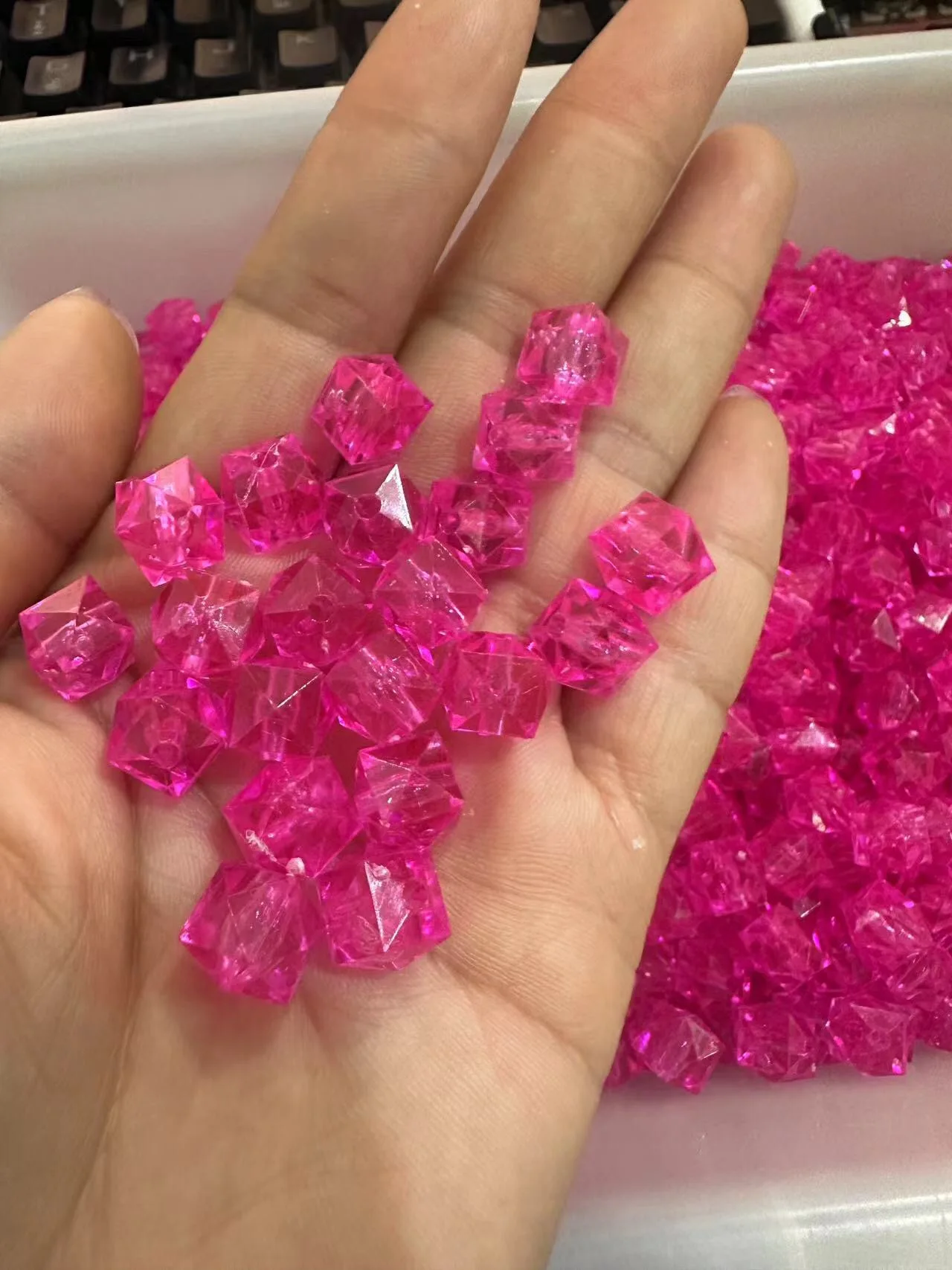 Handmade 10mm Transparent White Square Diamond Bead Braid Full Star DIY Colorful Bead Braid Acrylic Plastic Lucite Loose Beads