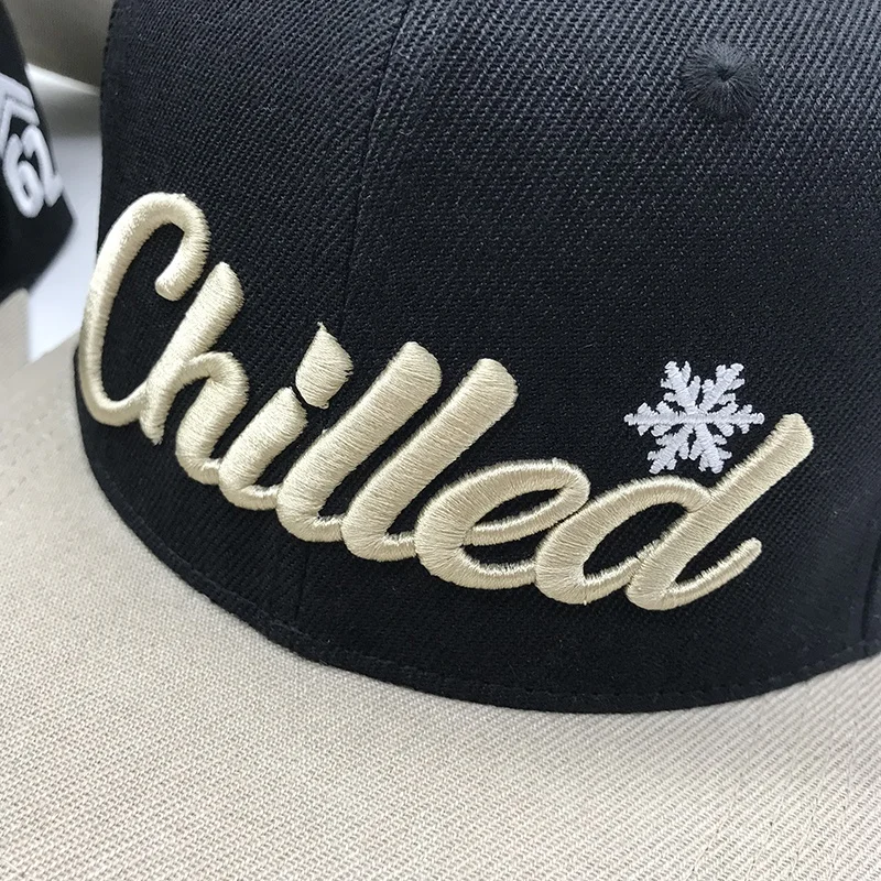 Factory low MOQ metal sports caps custom puff embroidery logo blank flat brim hip hop hat plain snapback baseball cap