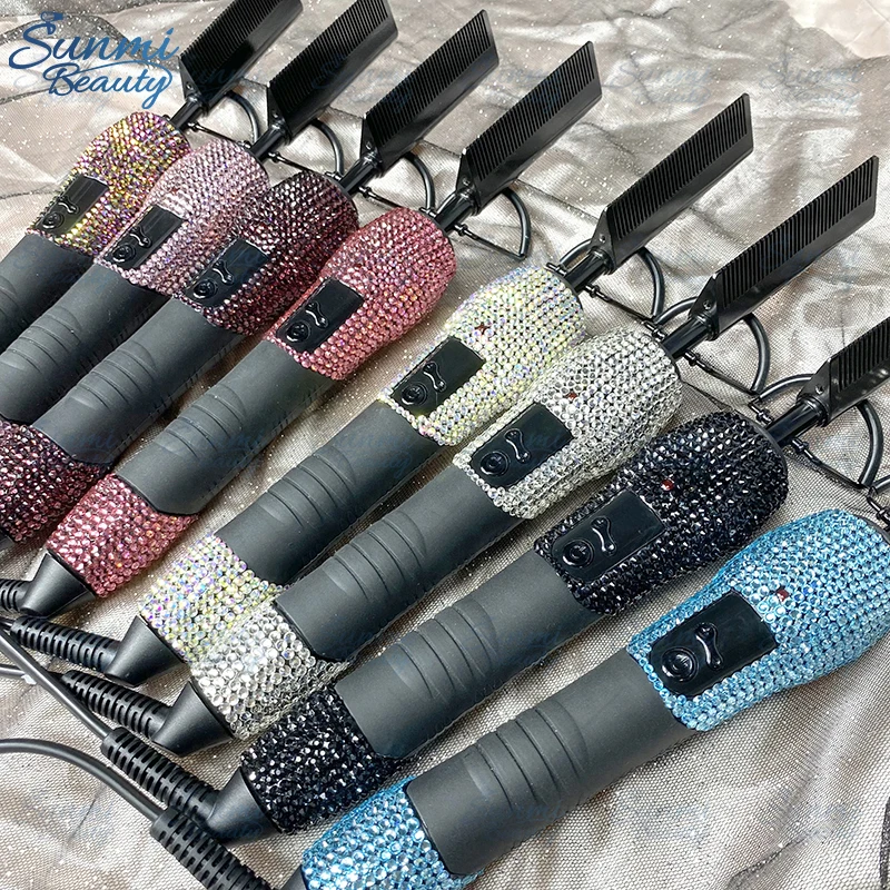 Wholesale Private Label Copper Electric Hot Comb 500 Degrees,Hair Straightener Bling Hot Combs,Custom Logo Hot Comb Electric