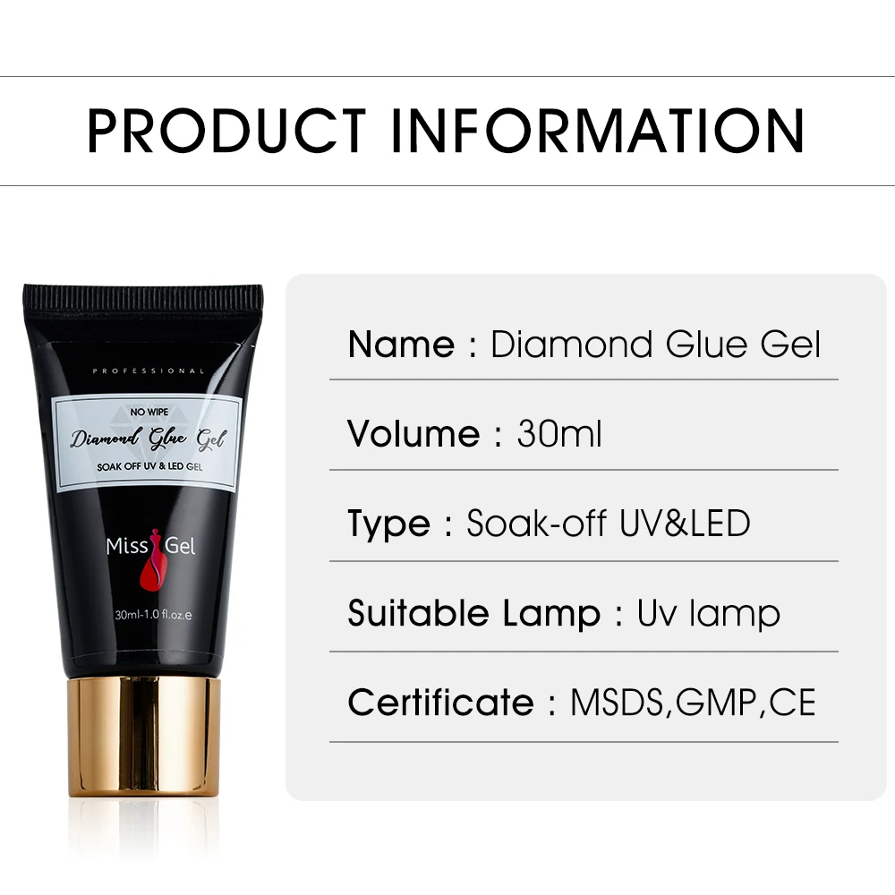 MIss Gel, Алмазный лак для ногтей, клей, драгоценный камень, Алмазный клей для ногтей, УФ-гель