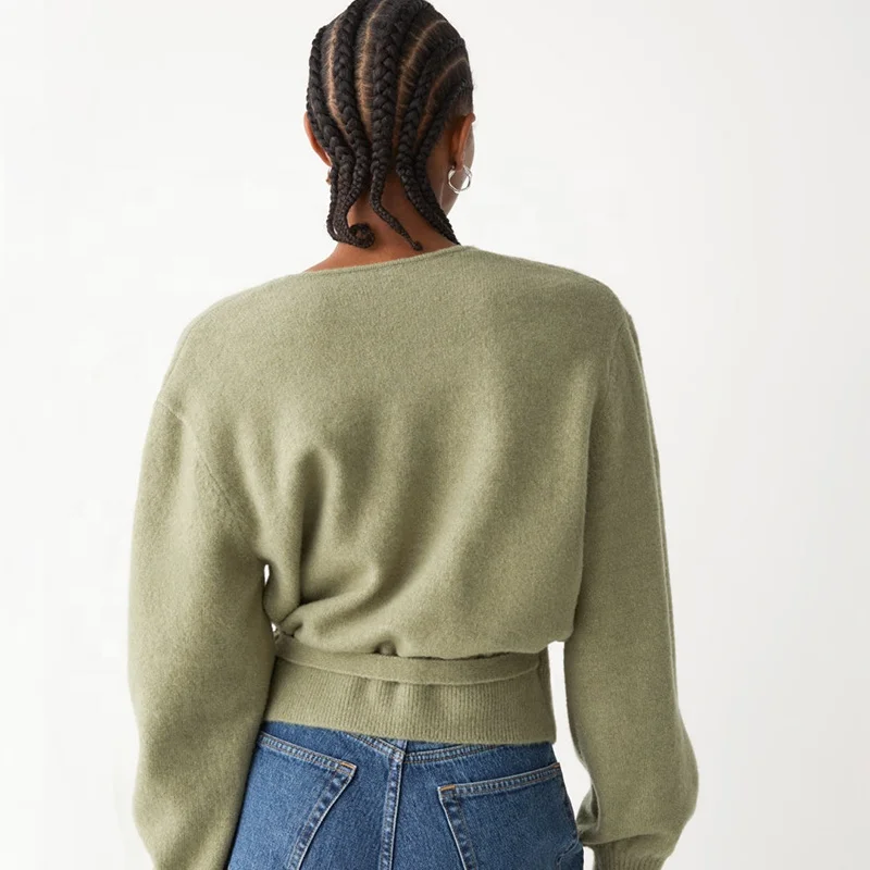 Женский вязаный свитер из шерсти мериноса, свободный свитер с длинными рукавами и v-образным вырезом на заказ, оптовая продажа с фабрики 2022